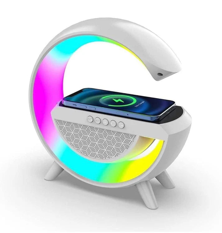 3-in-1 RGB LED Wireless Charging Speaker – Music Sync Ambient Light + Fast Qi Charger + Bluetooth Stereo Sound | Modern Bedside Lamp JVECOMB2B