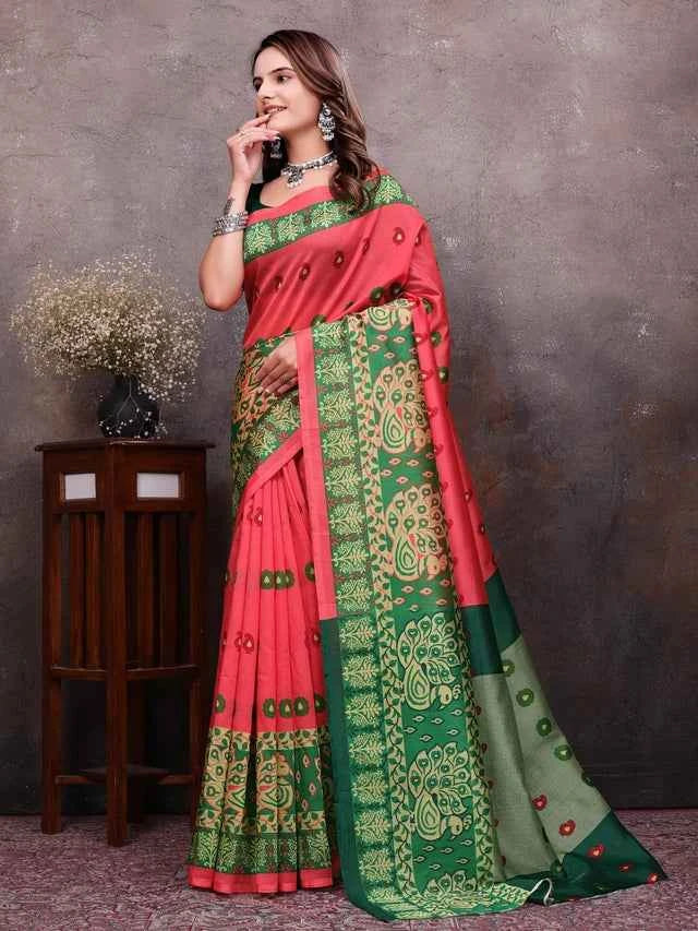Printed Daily Wear Georgette Saree (Peach)